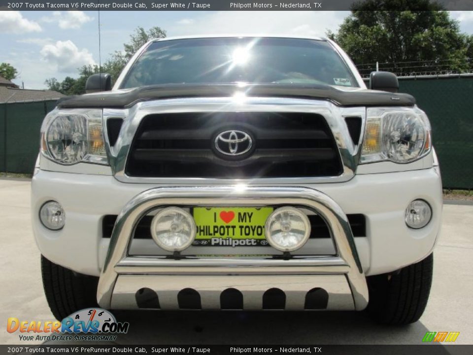 2007 Toyota Tacoma V6 PreRunner Double Cab Super White / Taupe Photo #9