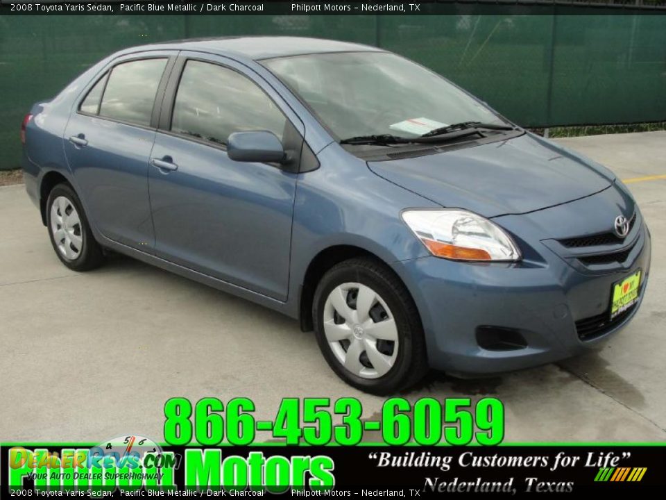 2008 Toyota Yaris Sedan Pacific Blue Metallic / Dark Charcoal Photo #1