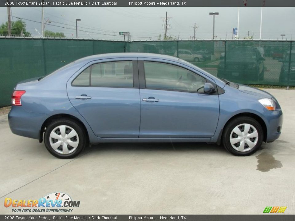 2008 Toyota Yaris Sedan Pacific Blue Metallic / Dark Charcoal Photo #2