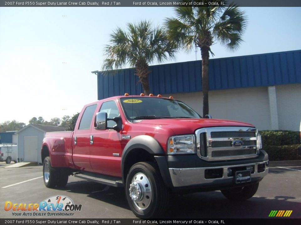 2007 Ford F550 Super Duty Lariat Crew Cab Dually Red / Tan Photo #1