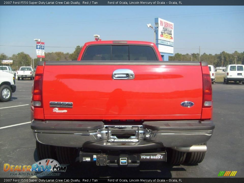 2007 Ford F550 Super Duty Lariat Crew Cab Dually Red / Tan Photo #4