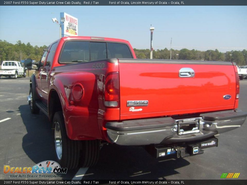2007 Ford F550 Super Duty Lariat Crew Cab Dually Red / Tan Photo #5