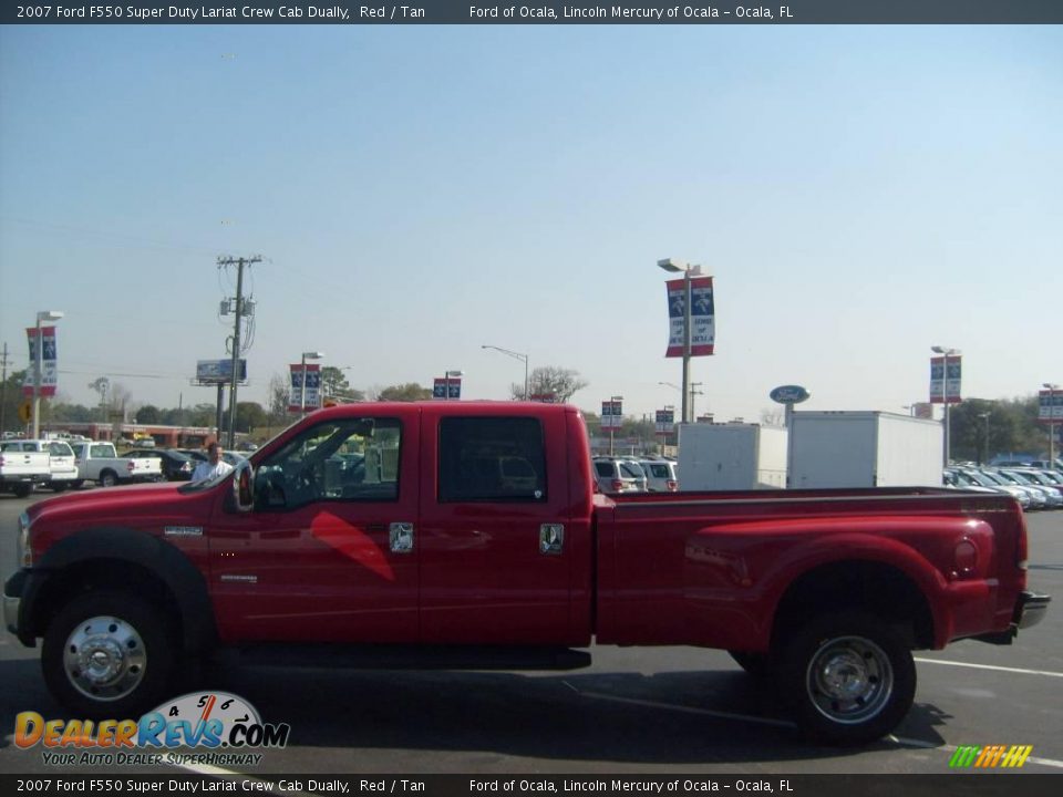 2007 Ford F550 Super Duty Lariat Crew Cab Dually Red / Tan Photo #6