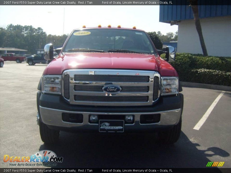 2007 Ford F550 Super Duty Lariat Crew Cab Dually Red / Tan Photo #8