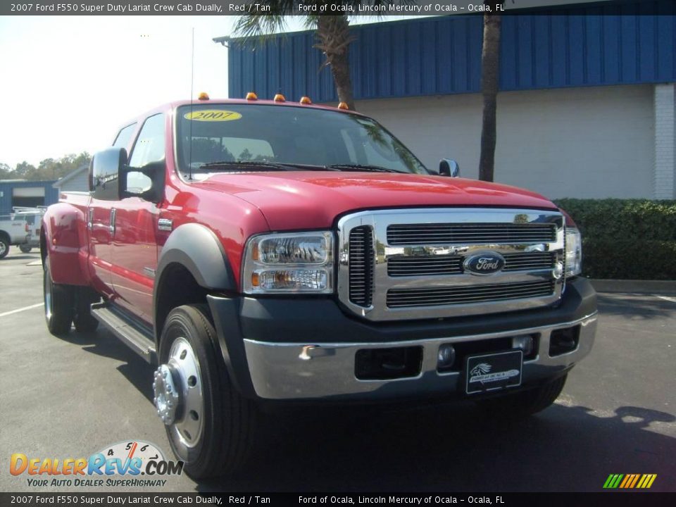 2007 Ford F550 Super Duty Lariat Crew Cab Dually Red / Tan Photo #9