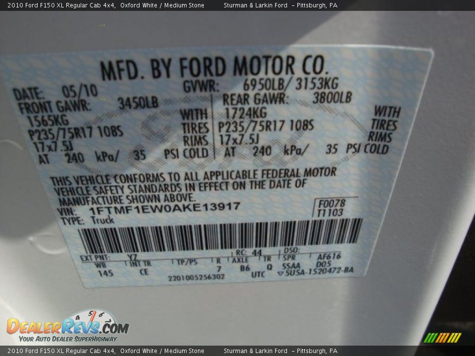 2010 Ford F150 XL Regular Cab 4x4 Oxford White / Medium Stone Photo #19