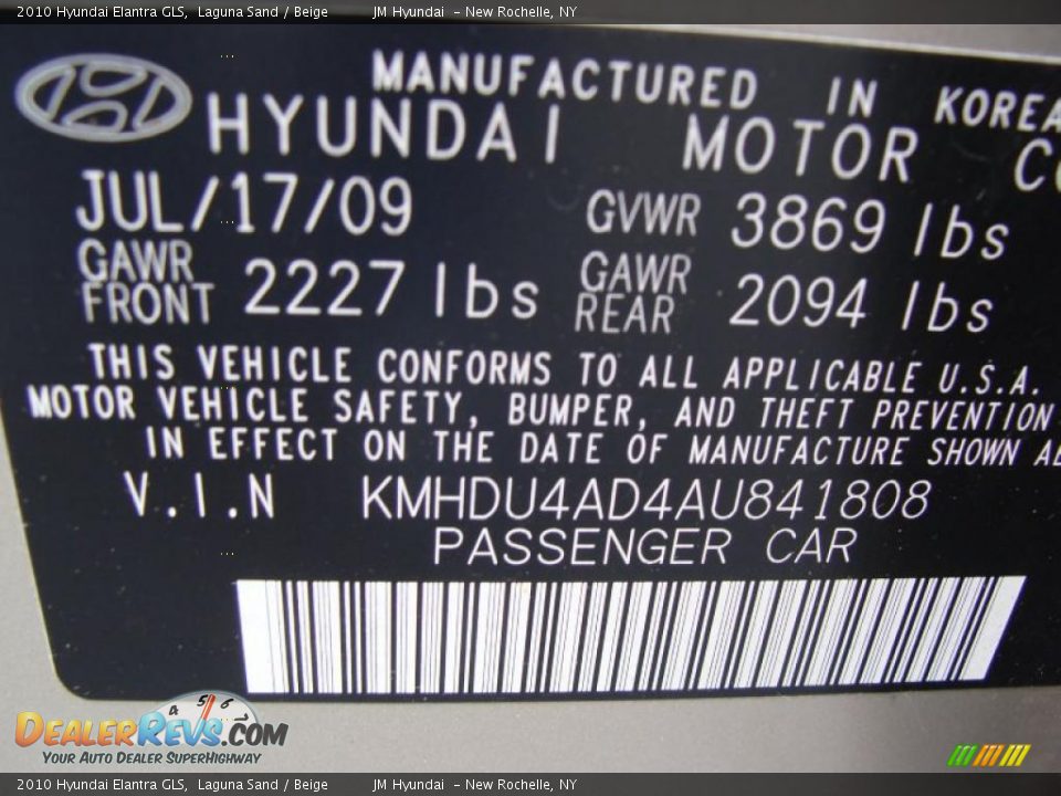 2010 Hyundai Elantra GLS Laguna Sand / Beige Photo #25