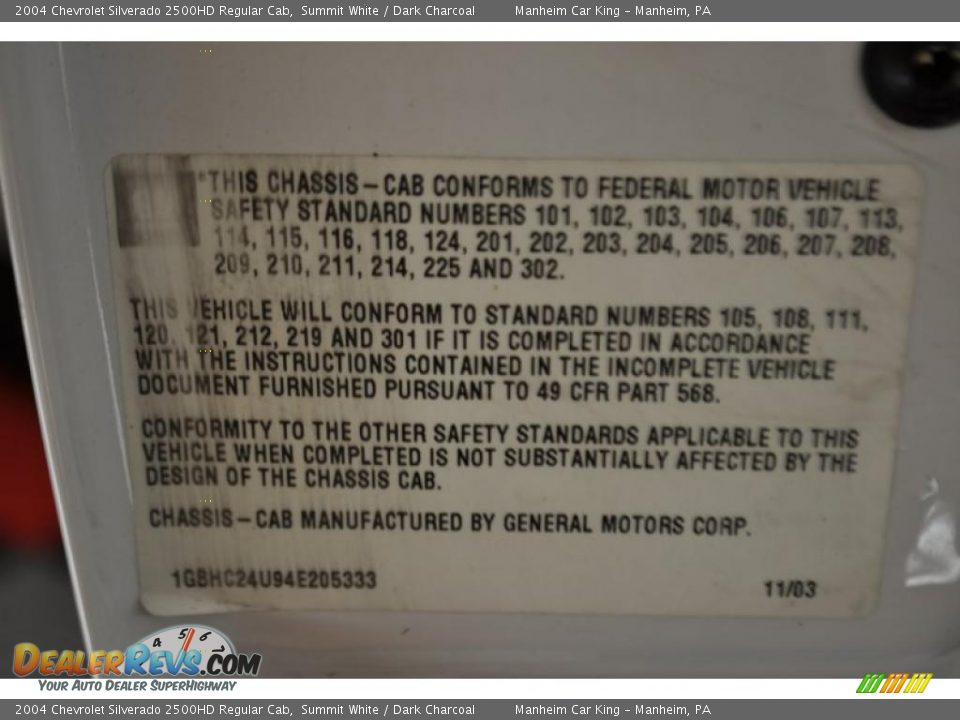 2004 Chevrolet Silverado 2500HD Regular Cab Summit White / Dark Charcoal Photo #9