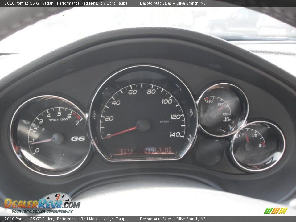 2010 Pontiac G6 GT Sedan Performance Red Metallic / Light Taupe Photo #6