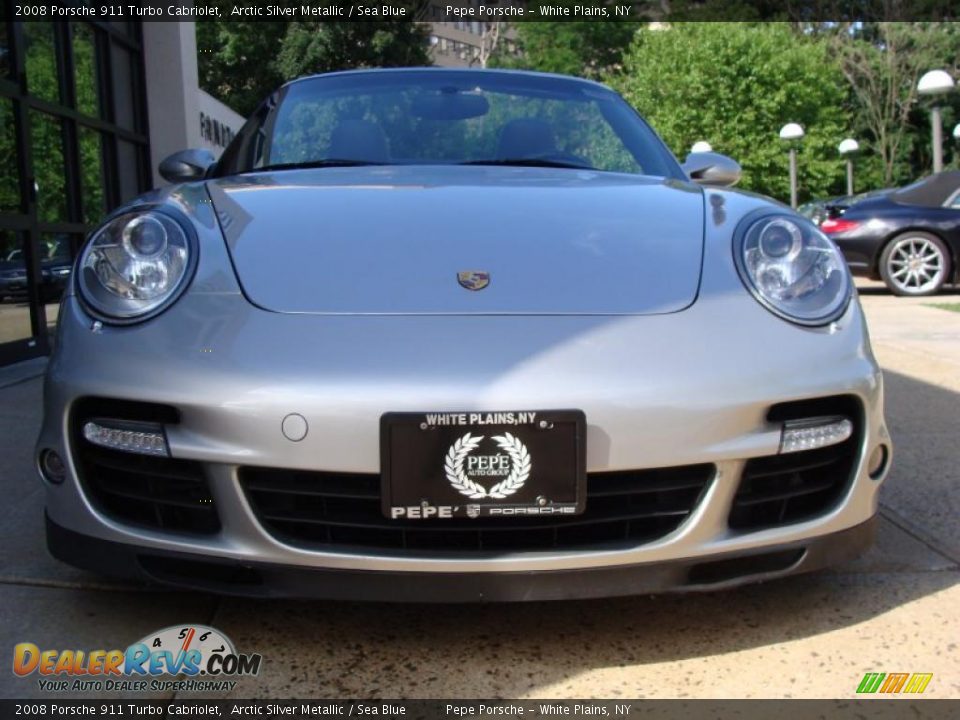 2008 Porsche 911 Turbo Cabriolet Arctic Silver Metallic / Sea Blue Photo #3
