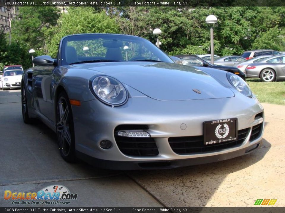 2008 Porsche 911 Turbo Cabriolet Arctic Silver Metallic / Sea Blue Photo #4