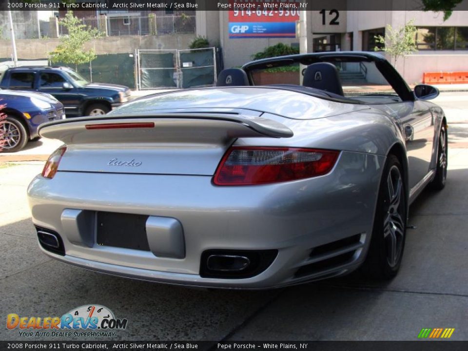 2008 Porsche 911 Turbo Cabriolet Arctic Silver Metallic / Sea Blue Photo #5