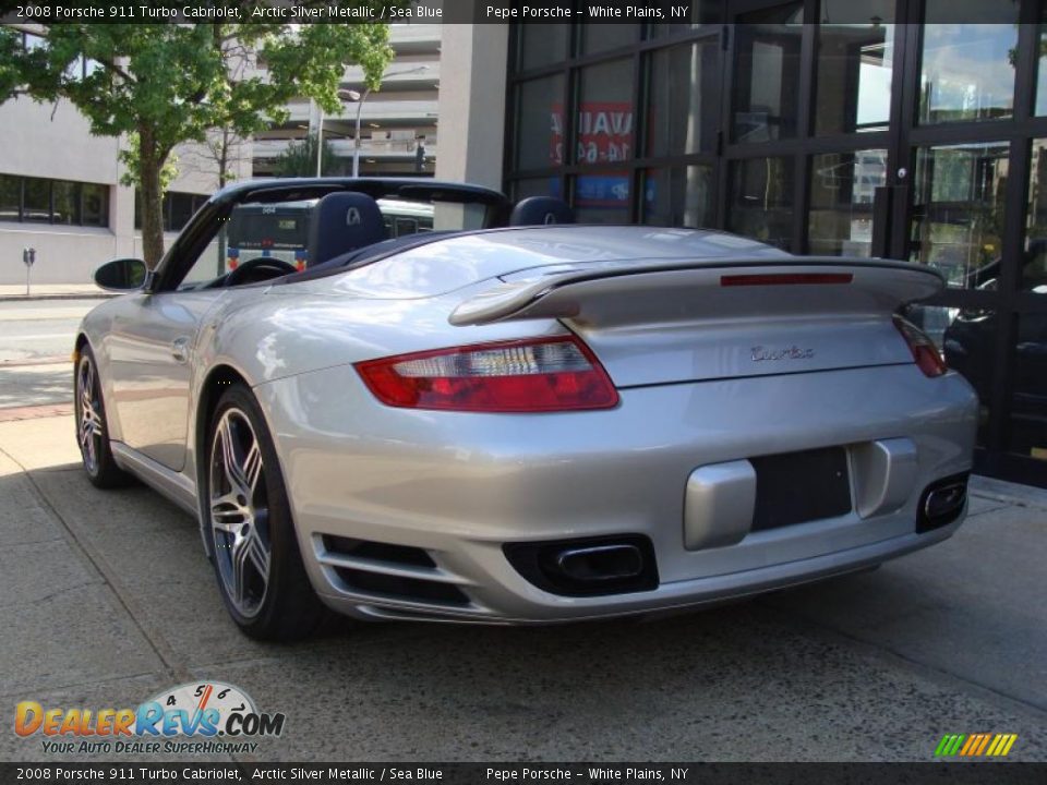 2008 Porsche 911 Turbo Cabriolet Arctic Silver Metallic / Sea Blue Photo #7