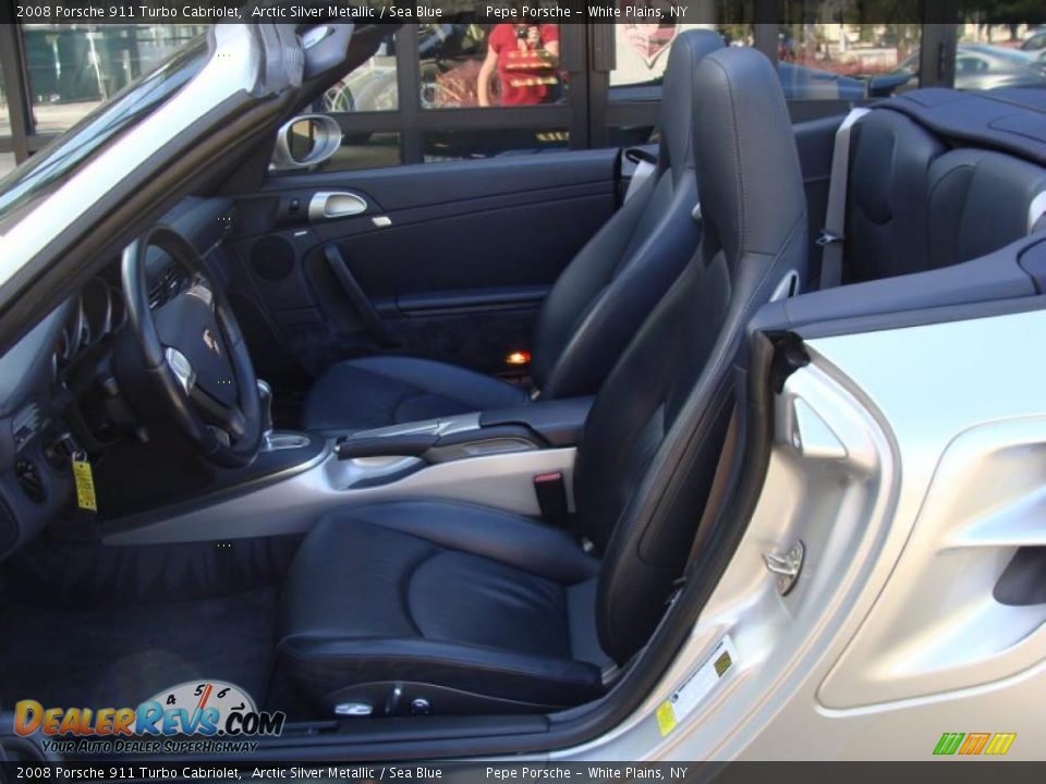 2008 Porsche 911 Turbo Cabriolet Arctic Silver Metallic / Sea Blue Photo #11