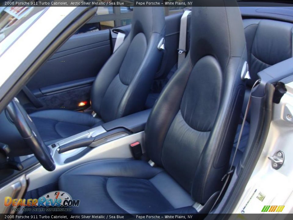 2008 Porsche 911 Turbo Cabriolet Arctic Silver Metallic / Sea Blue Photo #12