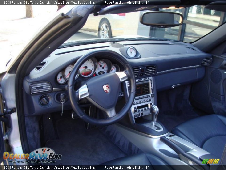 2008 Porsche 911 Turbo Cabriolet Arctic Silver Metallic / Sea Blue Photo #13