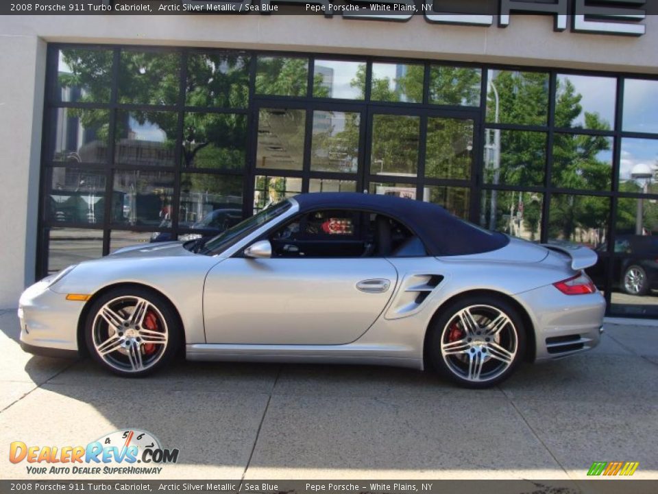 2008 Porsche 911 Turbo Cabriolet Arctic Silver Metallic / Sea Blue Photo #19