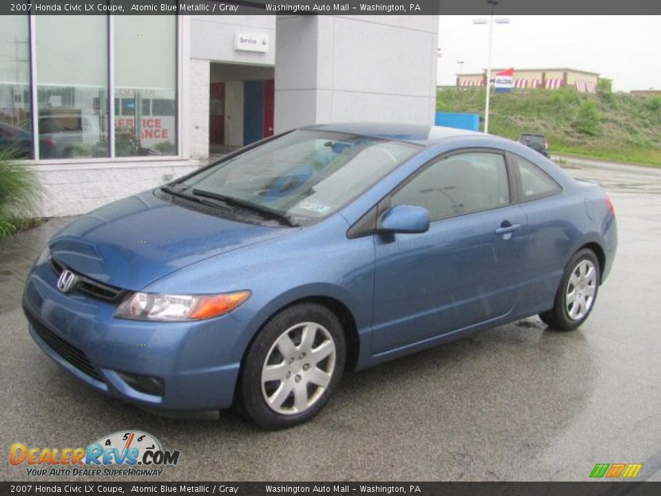2007 Honda Civic LX Coupe Atomic Blue Metallic / Gray Photo #2