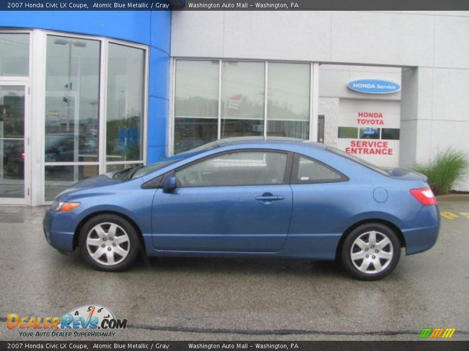 2007 Honda Civic LX Coupe Atomic Blue Metallic / Gray Photo #3