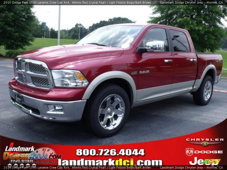 2010 Dodge Ram 1500 Laramie Crew Cab 4x4 Inferno Red Crystal Pearl / Light Pebble Beige/Bark Brown Photo #1