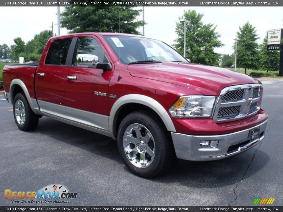 2010 Dodge Ram 1500 Laramie Crew Cab 4x4 Inferno Red Crystal Pearl / Light Pebble Beige/Bark Brown Photo #4