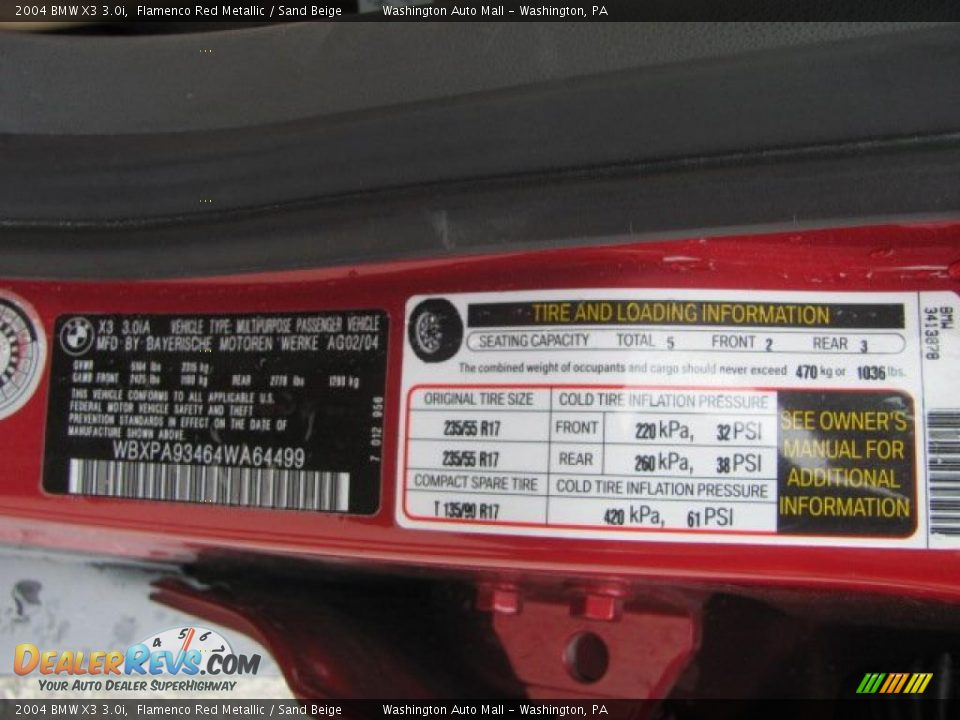2004 BMW X3 3.0i Flamenco Red Metallic / Sand Beige Photo #19