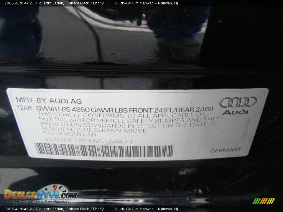 2006 Audi A4 2.0T quattro Sedan Brilliant Black / Ebony Photo #24