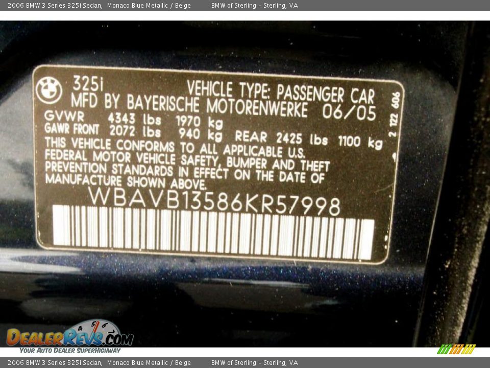 2006 BMW 3 Series 325i Sedan Monaco Blue Metallic / Beige Photo #15