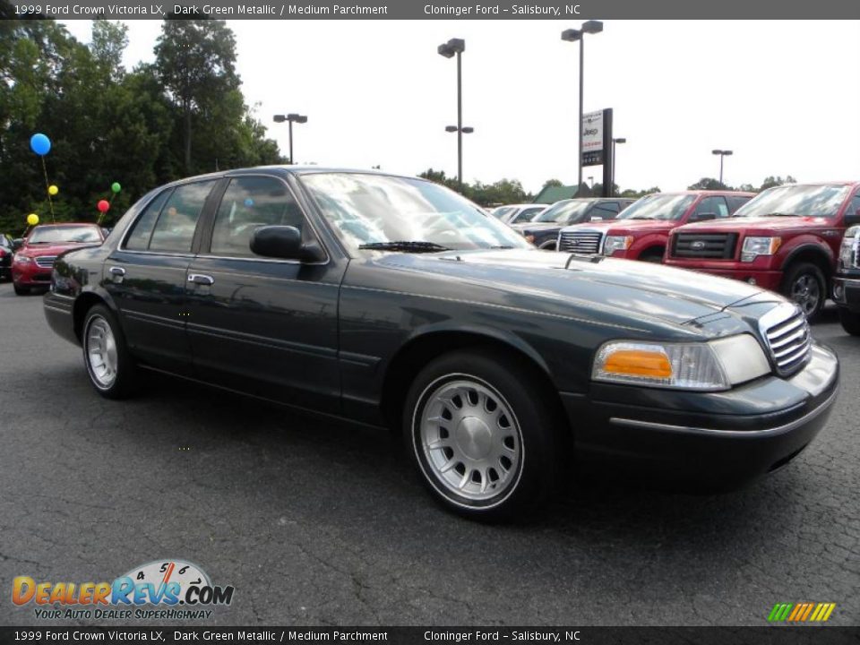 1999 Ford Crown Victoria LX Dark Green Metallic / Medium Parchment Photo #1