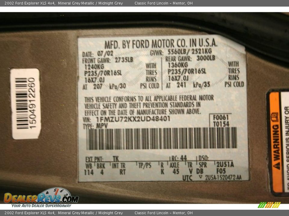 2002 Ford Explorer XLS 4x4 Mineral Grey Metallic / Midnight Grey Photo #21