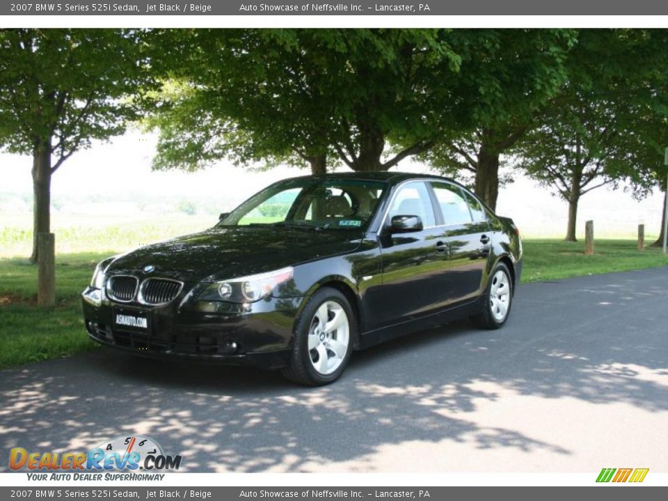 2007 BMW 5 Series 525i Sedan Jet Black / Beige Photo #2