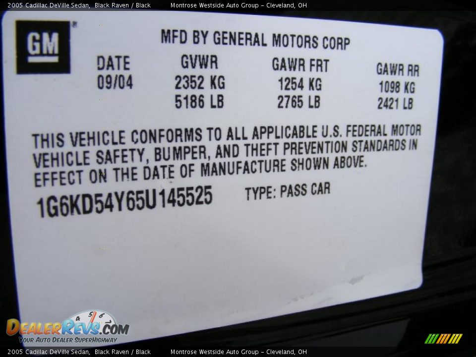 2005 Cadillac DeVille Sedan Black Raven / Black Photo #30
