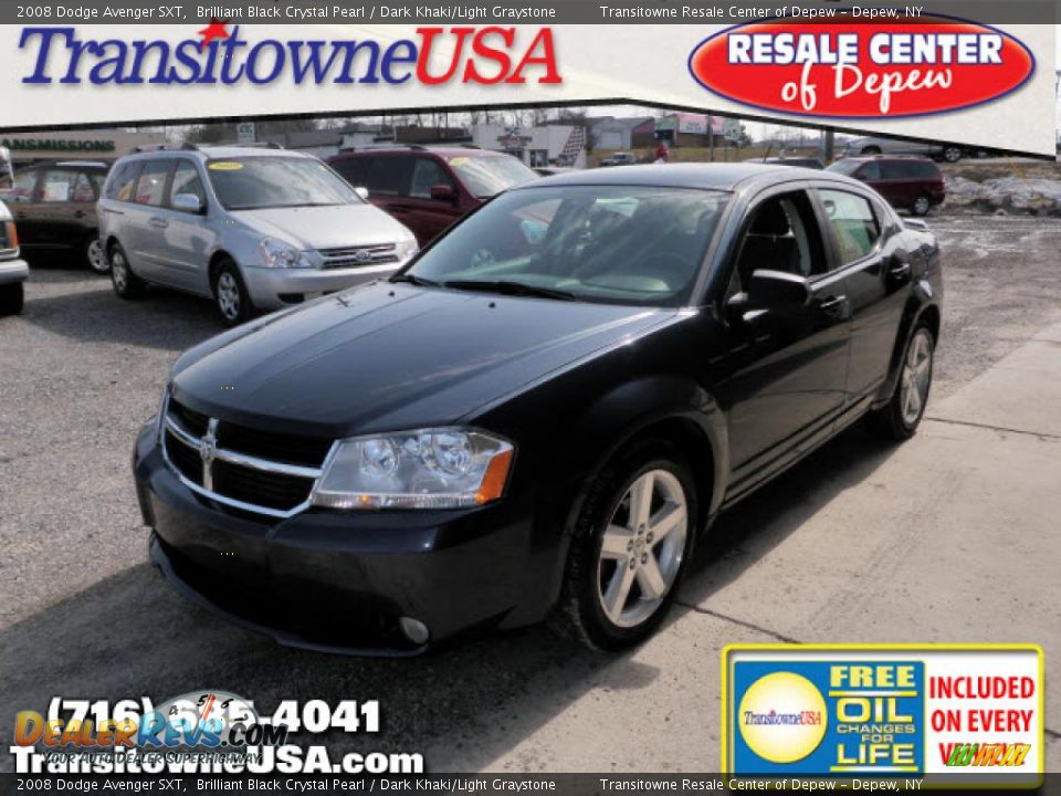 2008 Dodge Avenger SXT Brilliant Black Crystal Pearl / Dark Khaki/Light Graystone Photo #1