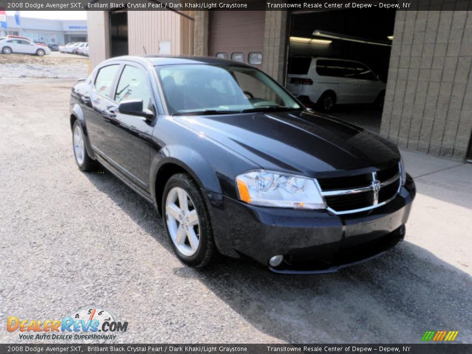 2008 Dodge Avenger SXT Brilliant Black Crystal Pearl / Dark Khaki/Light Graystone Photo #4