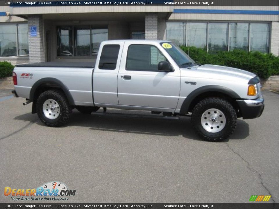 2003 Ford Ranger FX4 Level II SuperCab 4x4 Silver Frost Metallic / Dark Graphite/Blue Photo #1