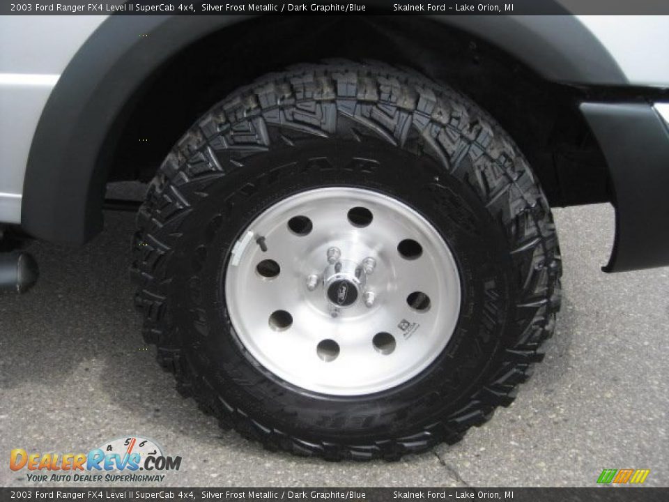 2003 Ford Ranger FX4 Level II SuperCab 4x4 Silver Frost Metallic / Dark Graphite/Blue Photo #11