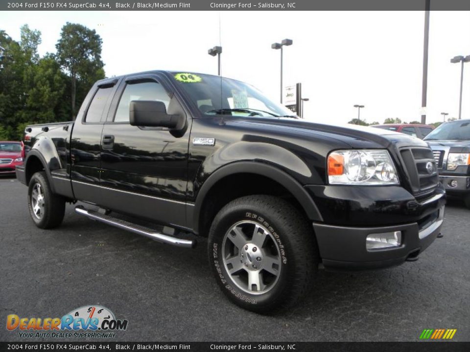 2004 Ford F150 FX4 SuperCab 4x4 Black / Black/Medium Flint Photo #1