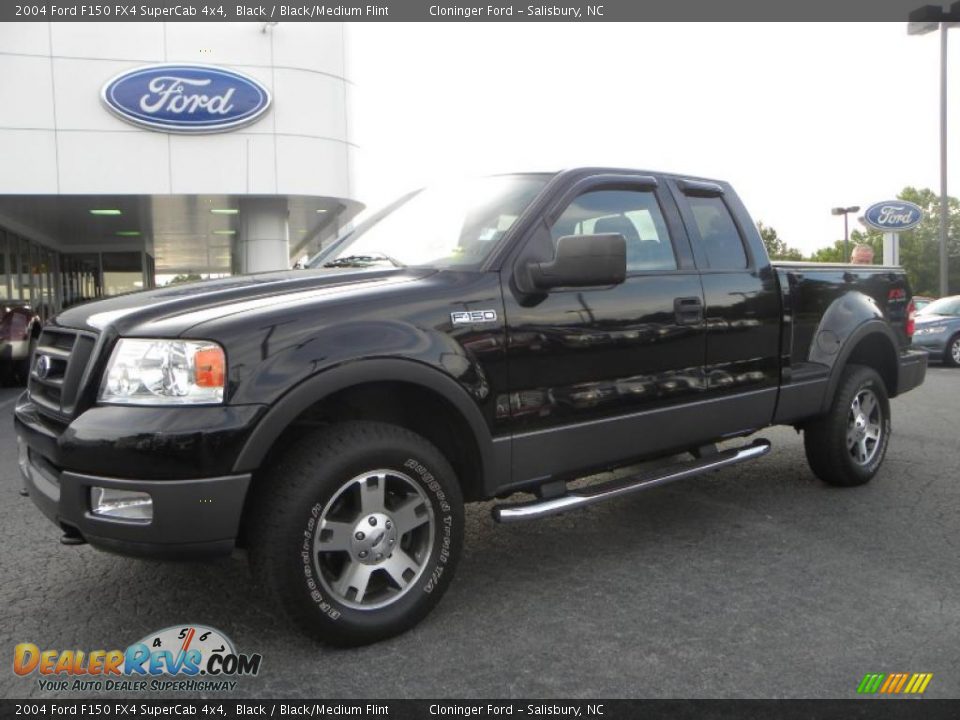 2004 Ford F150 FX4 SuperCab 4x4 Black / Black/Medium Flint Photo #6