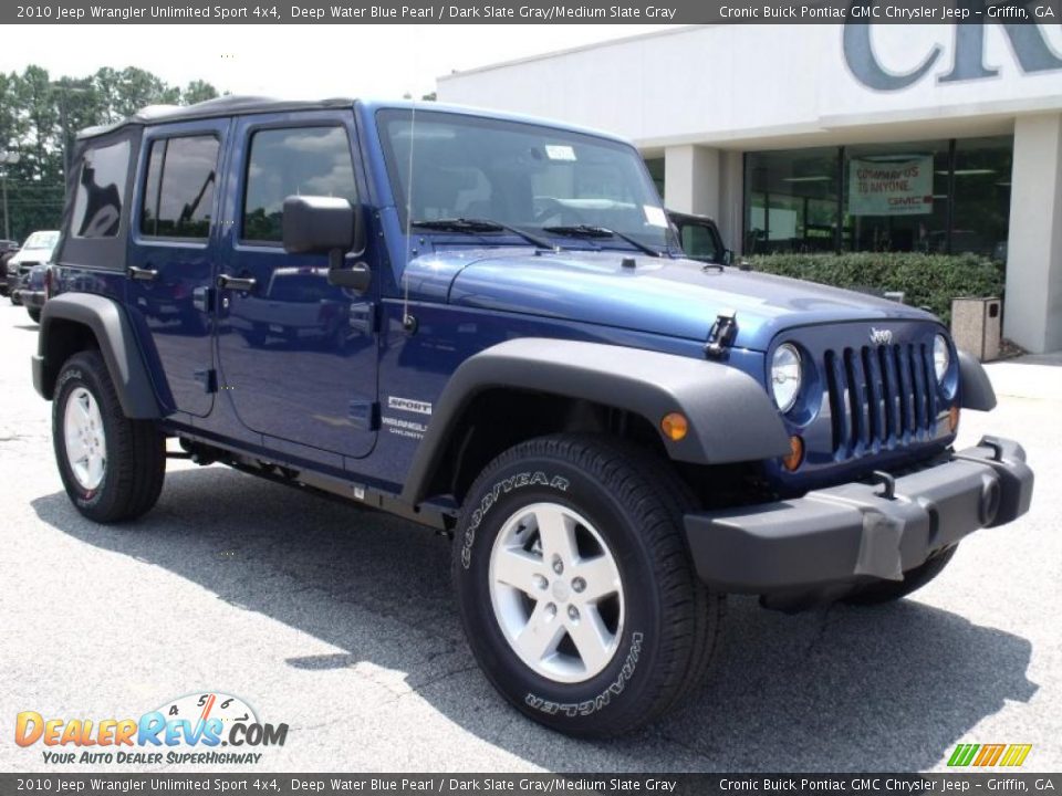 2010 Jeep Wrangler Unlimited Sport 4x4 Deep Water Blue Pearl / Dark Slate Gray/Medium Slate Gray Photo #2