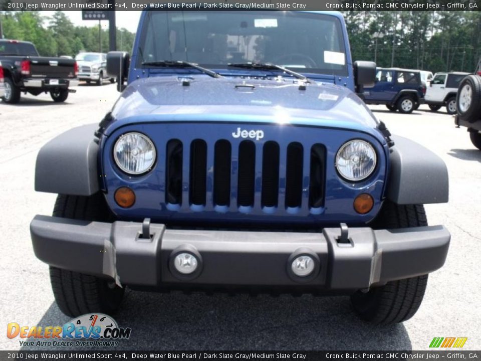 2010 Jeep Wrangler Unlimited Sport 4x4 Deep Water Blue Pearl / Dark Slate Gray/Medium Slate Gray Photo #3