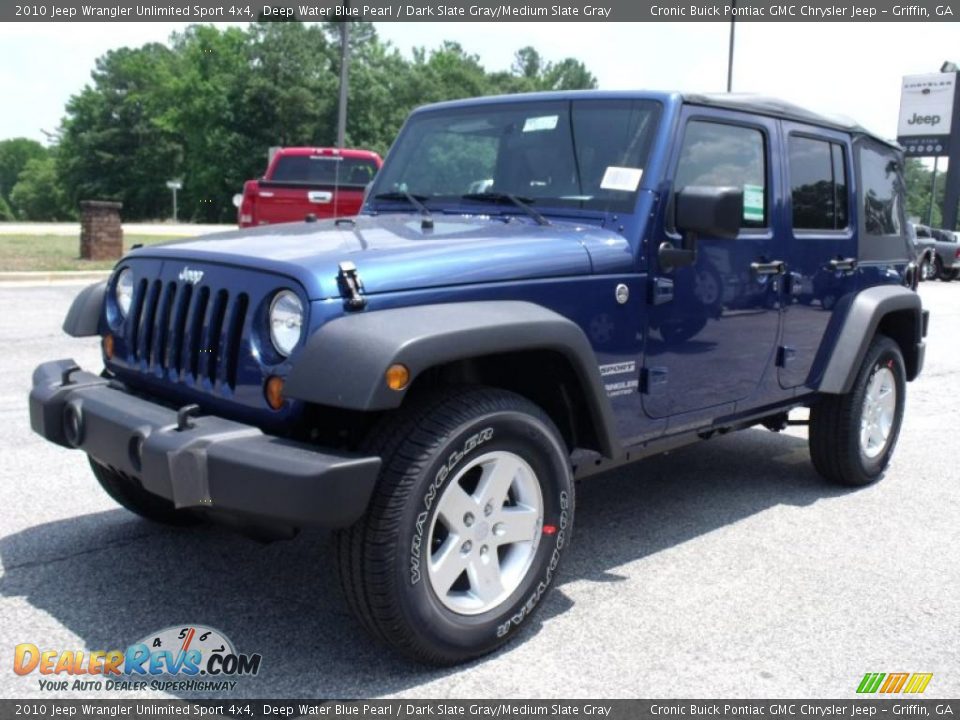 2010 Jeep Wrangler Unlimited Sport 4x4 Deep Water Blue Pearl / Dark Slate Gray/Medium Slate Gray Photo #4