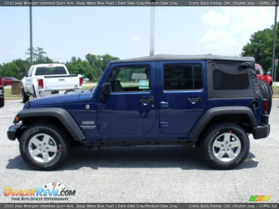 2010 Jeep Wrangler Unlimited Sport 4x4 Deep Water Blue Pearl / Dark Slate Gray/Medium Slate Gray Photo #5