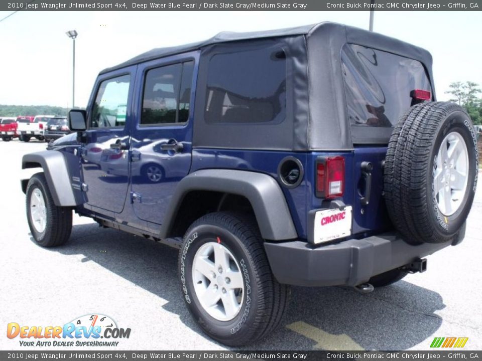 2010 Jeep Wrangler Unlimited Sport 4x4 Deep Water Blue Pearl / Dark Slate Gray/Medium Slate Gray Photo #6