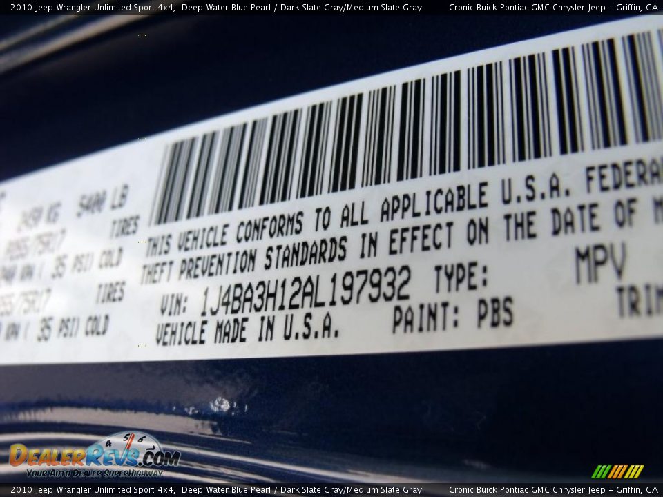 2010 Jeep Wrangler Unlimited Sport 4x4 Deep Water Blue Pearl / Dark Slate Gray/Medium Slate Gray Photo #21