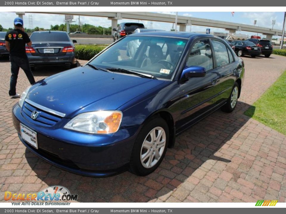 2003 Honda Civic EX Sedan Eternal Blue Pearl / Gray Photo #3