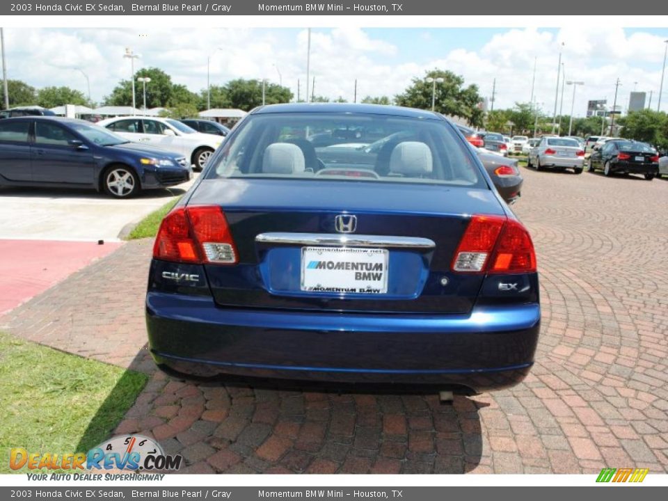 2003 Honda Civic EX Sedan Eternal Blue Pearl / Gray Photo #6