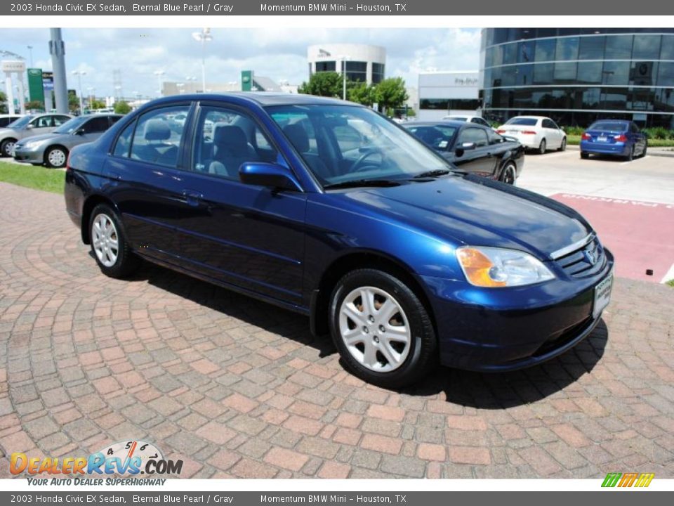 2003 Honda Civic EX Sedan Eternal Blue Pearl / Gray Photo #8