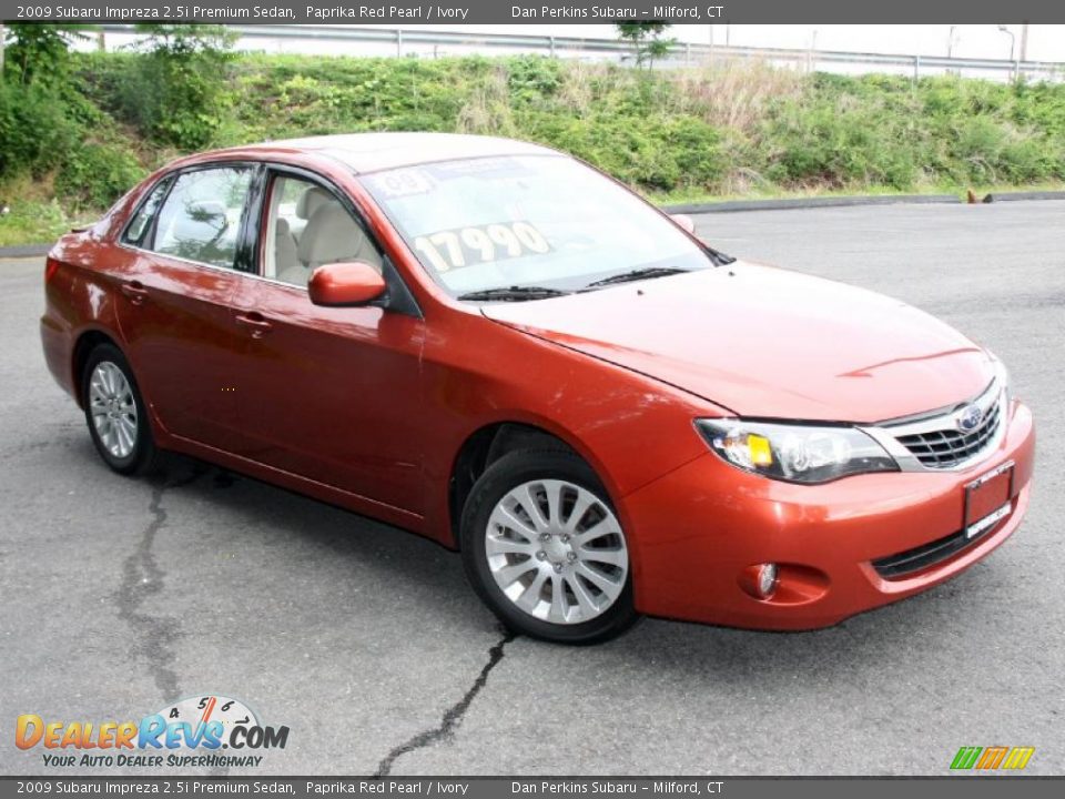 2009 Subaru Impreza 2.5i Premium Sedan Paprika Red Pearl / Ivory Photo #3