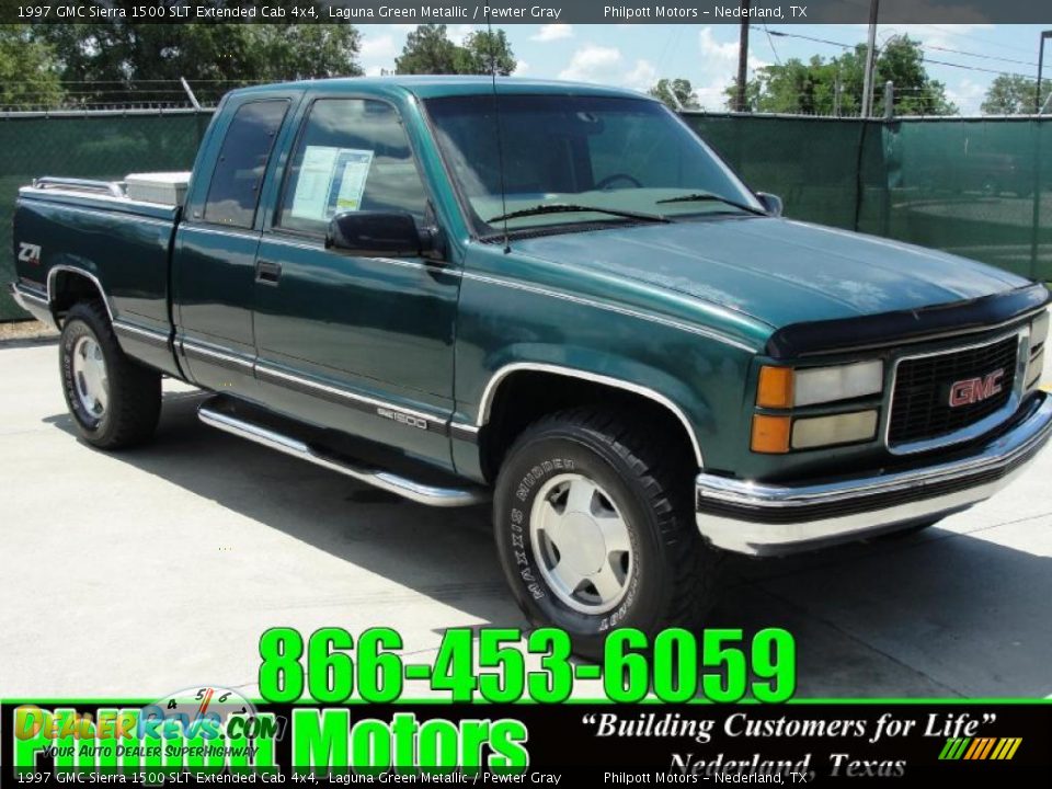 1997 GMC Sierra 1500 SLT Extended Cab 4x4 Laguna Green Metallic / Pewter Gray Photo #1