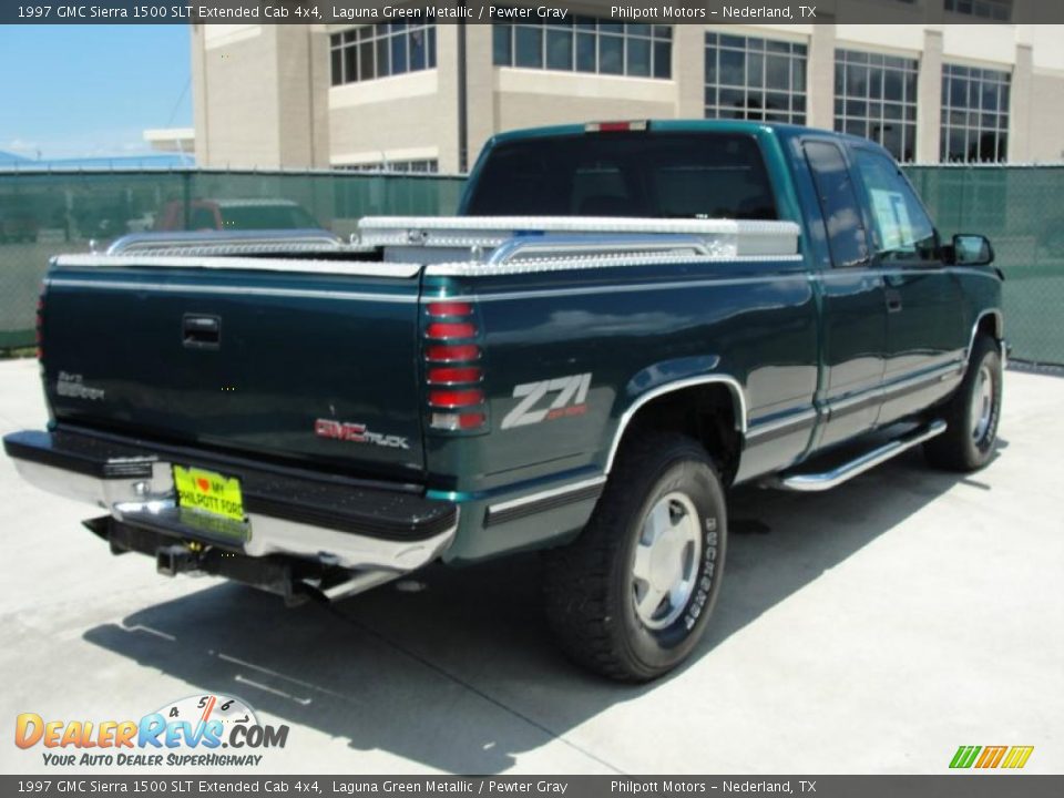 1997 GMC Sierra 1500 SLT Extended Cab 4x4 Laguna Green Metallic / Pewter Gray Photo #3